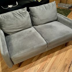 Grey Velvet Loveseat