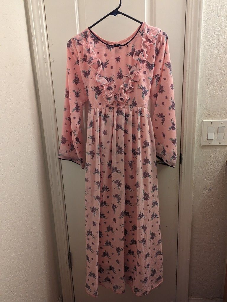 Pink Floral Dress With Some Purple