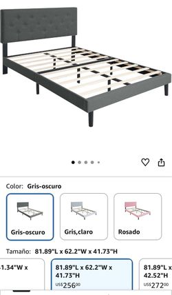 Bed frame queen size gray new