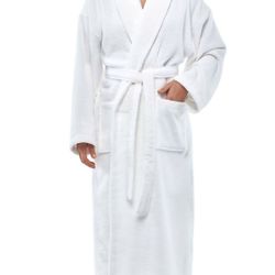 Plush White Cotton Spa Robe