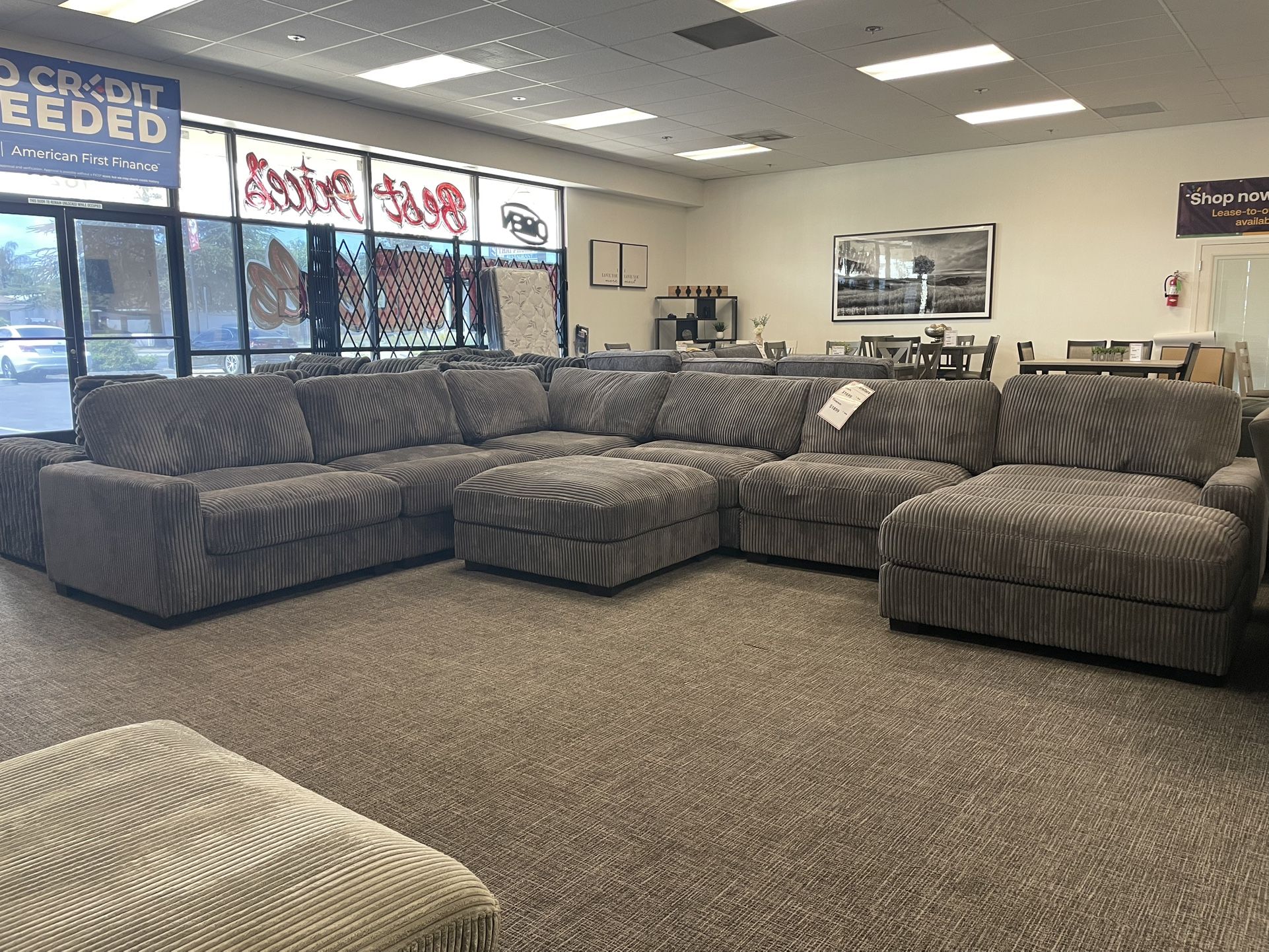Gray 7 Pc Sofa Modular Sectional Set W/ Chaise- EZ $10 Down Payment Options Available
