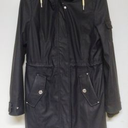 Women's Navy Blue Raincoat With Hoodie