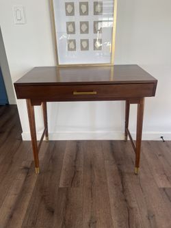 Solid wood Walnut World Market Desk Gold Accents
