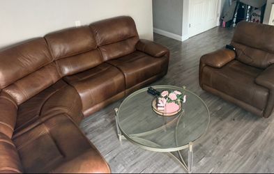 Full Brown Leather Sofa