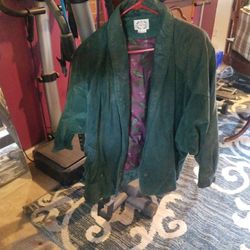 Women Green Leather Jacket