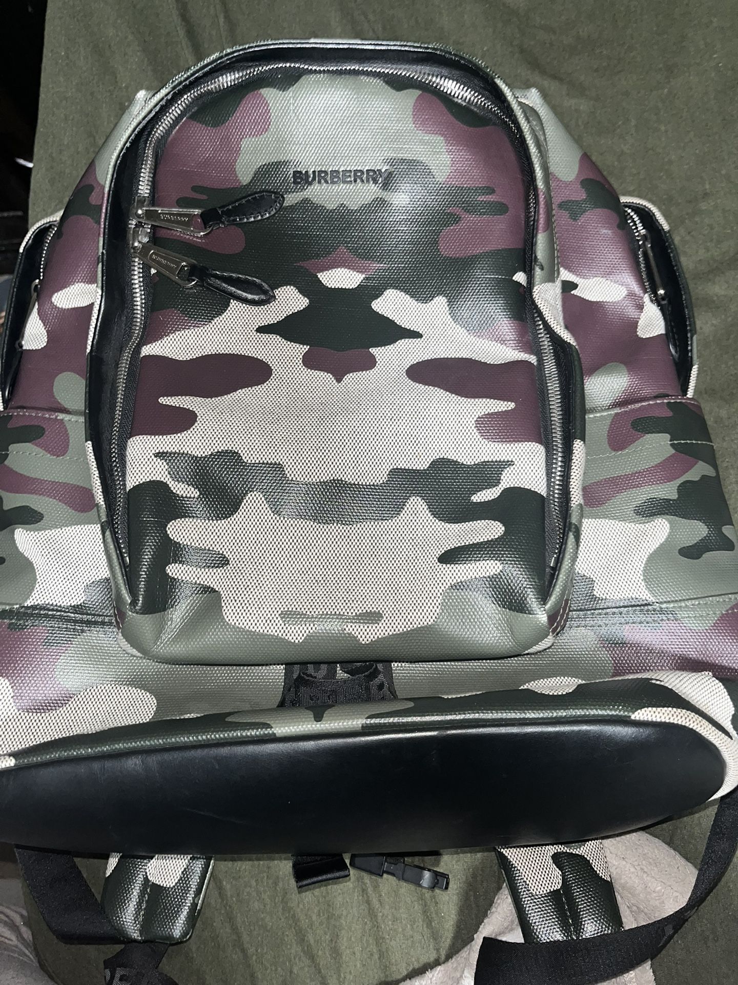 Authentic Burberry Camouflage Canvas Backpack - Discontinued - Camo Print with C