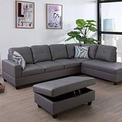 BRAND NEW SECTIONAL COUCH WITH STORAGE OTTOMAN