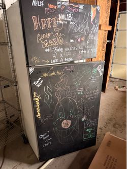 Chalkboard painted fridge