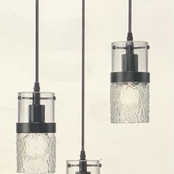 Black 3- Light Pendant Adjustable Hanging Fixture