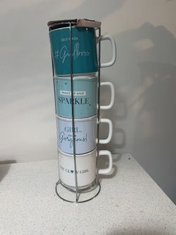 Carly And Rose Mugs With Mug Holder