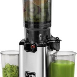 Fretta Cold Press Juicer,Juicer Machines Vegetable and Fruit,Masticating Juicer with 5.3'' Large Feed Chute fit Whole Fruits,BPA-Free, Reverse Functio