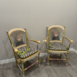 Set Of 2 Mackenzie Childs Chairs With Cushions 