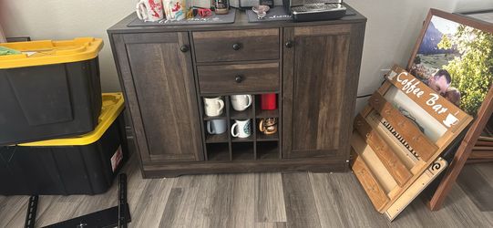 Dark Wood Coffee Bar Sideboard with Storage