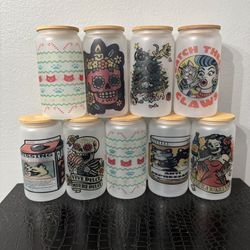 Custom Frosted Glass Can Cups – Original Artwork