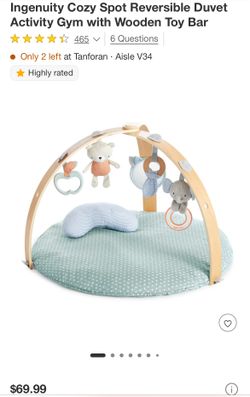 EUC- Ingenuity Cozy Spot Reversible Duvet Activity Gym with Wooden Toy Bar