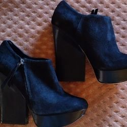 Genuine Suede and Leather Ankle Booties