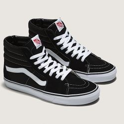 Brand New ‘ Vans  Sk8-Hi Shoe  , Black Suede & White Bottom 