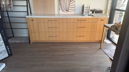 Cabinets 8 feet long rift white oak with countertop
