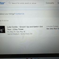 Luke Combs 2 Day Event tickets May17,18th Santa Clara Ca 