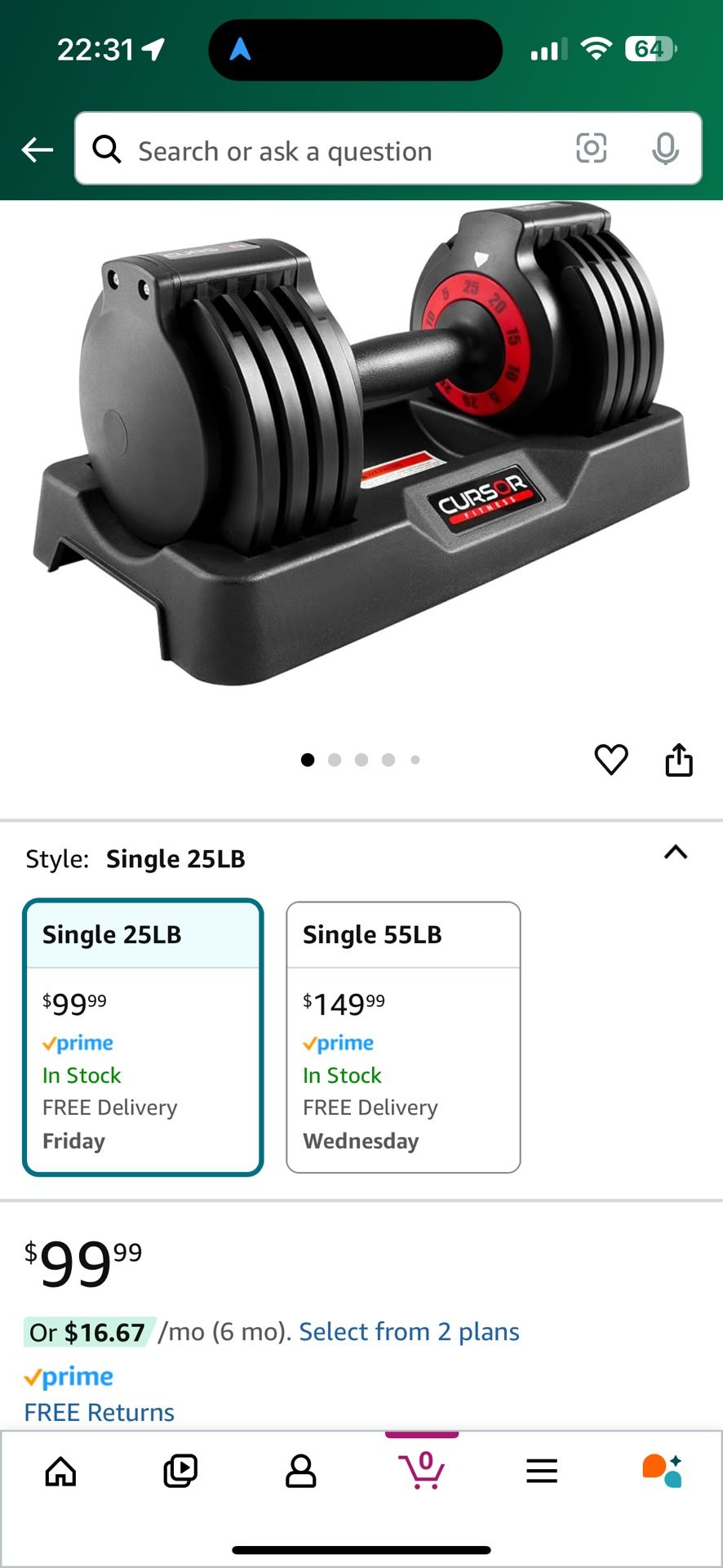 Adjustable Dumbbells 25lbs