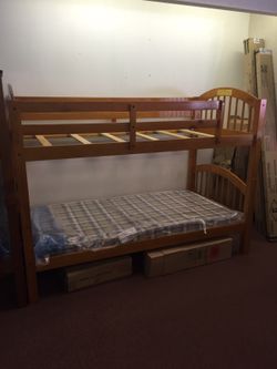 Oak twin over twin bunk bed