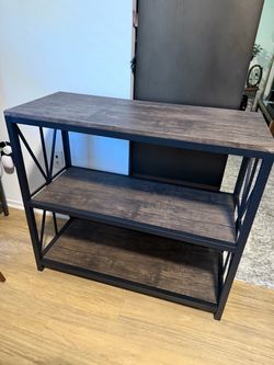 Rustic Industrial Console Table with 3 Shelves