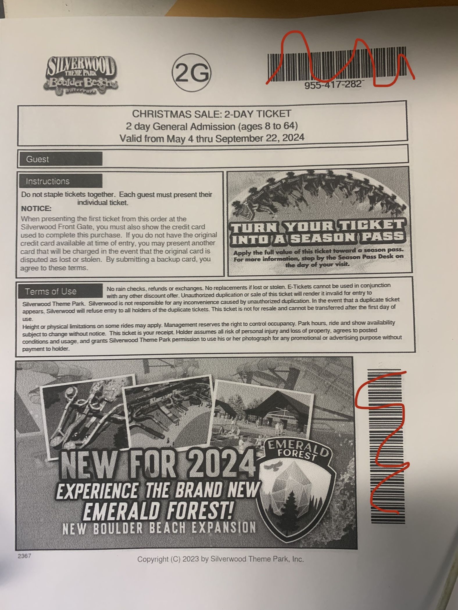 Five Silverwood Tickets