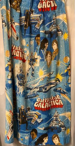 Battlestar Galactica Curtains* 2 Panels 1978 Sears Sci-Fi Original 47x52h +clips