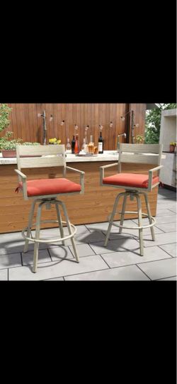 Outdoor Swivel Bar Stools with Cushions – Set of 2