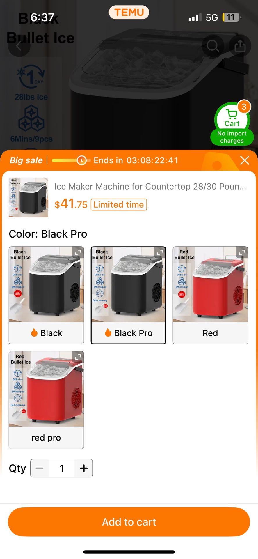 portable ice maker black