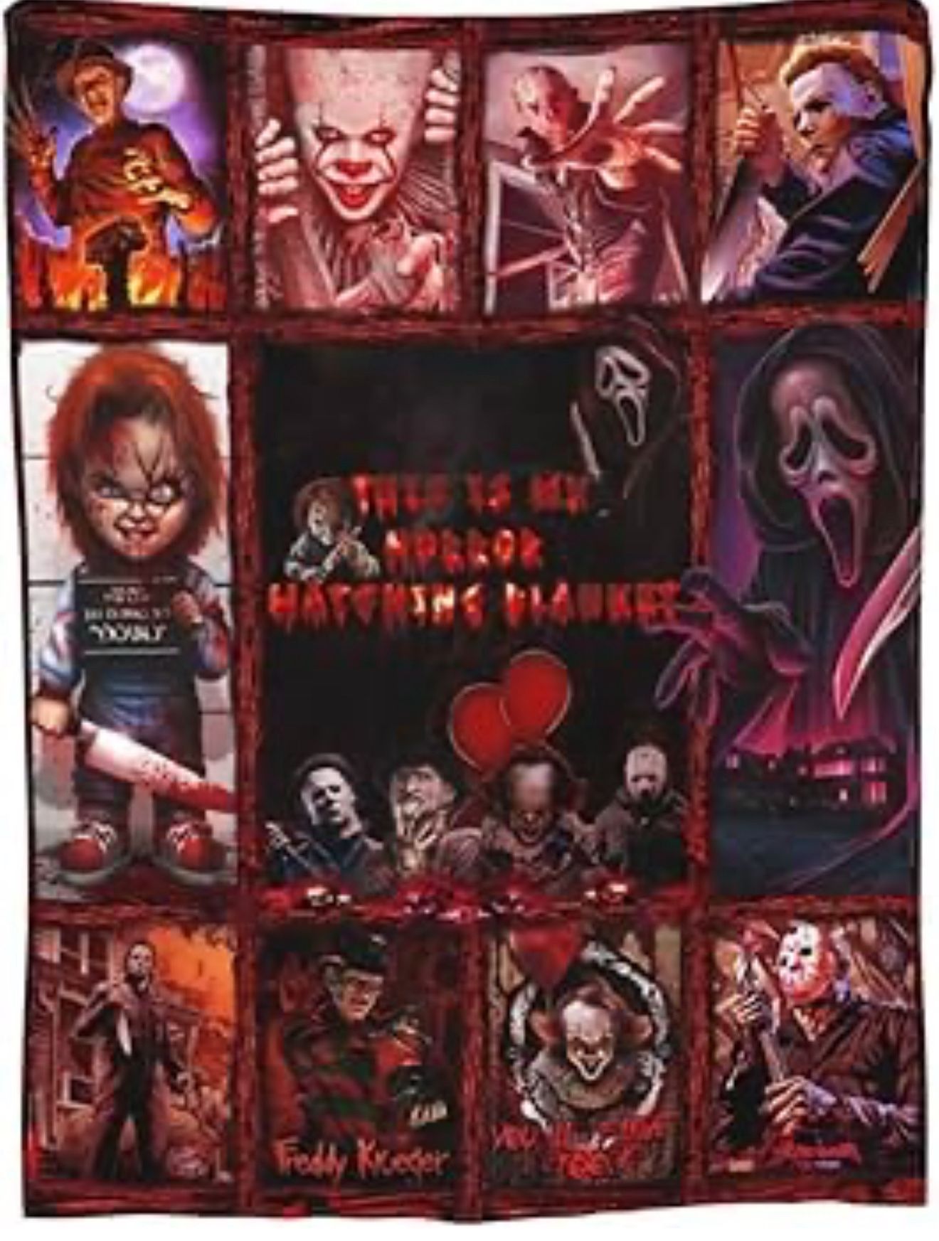 Horror Flannel Blanket Perfect Movies Throw Halloween Fleece Blanket for Men Women Warm Air Conditioner Blanket50 x40