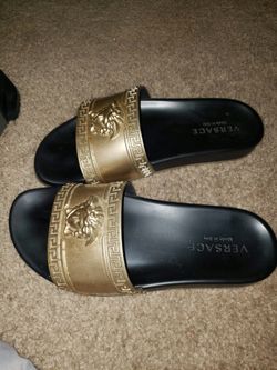 Gold Versace Slides Sandals 