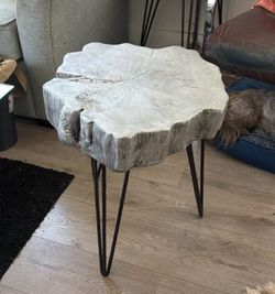 Live Edge Wood Slab Side Table