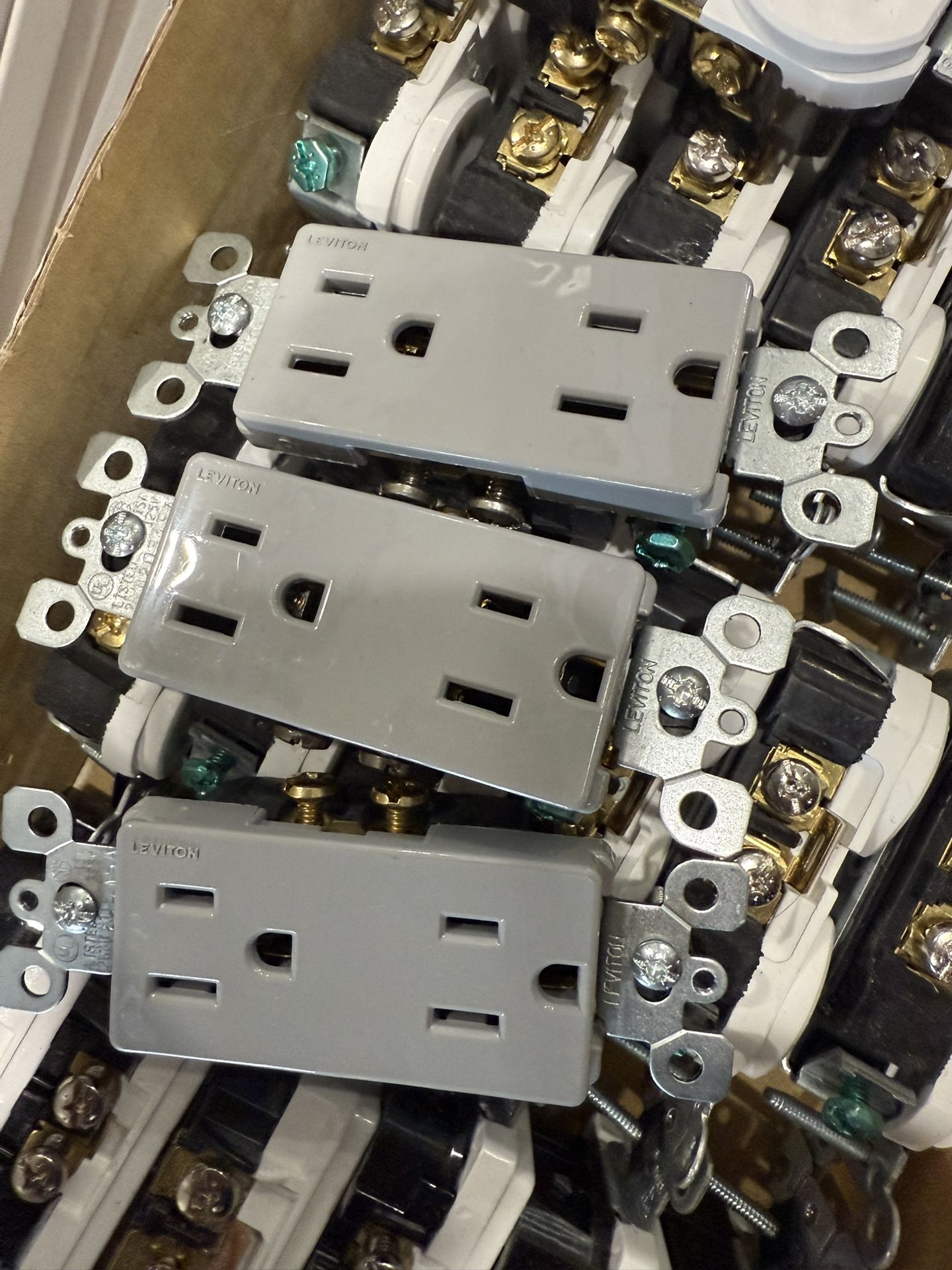 Grey Leviton Rectangle Outlets