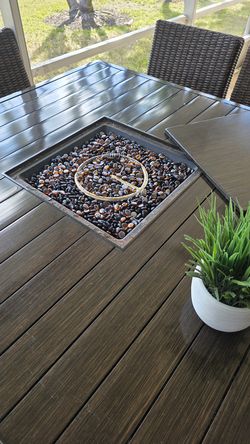 Paradise Trail outdoor bar table with fireplace