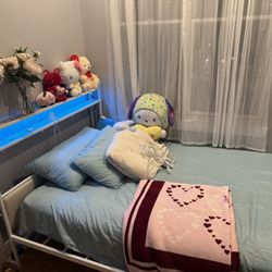 LED Bed Frame W/ Storage Headboard