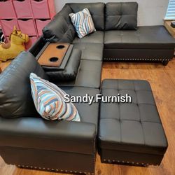 Sectional sofa Leather and Fabric