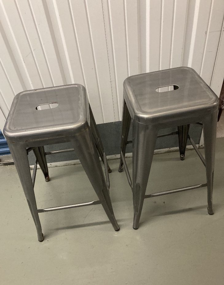 2 Metal Stackable Barstools 30x26x13