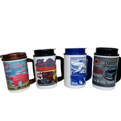 4x Hot Rod Cars Plastic Mugs 