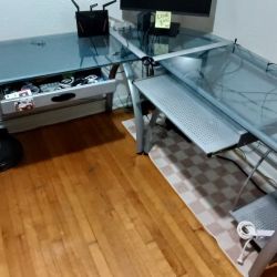 L-Shape Glass Desk