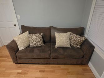 Brown Microfiber Two-Cushion Love Seat
