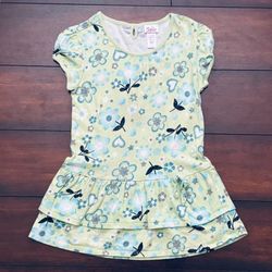 Little Girls Clothes Justice Short Sleeve Light Green Floral Dress Size  6T and 7 Years 