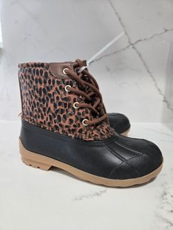 Kids Sperry Leopard Print Duck Boots 13c