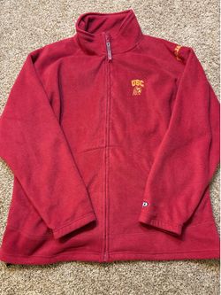 Vintage USC Trojans Pro Player Full Zip Fleece Jacket Red Mens Size XL