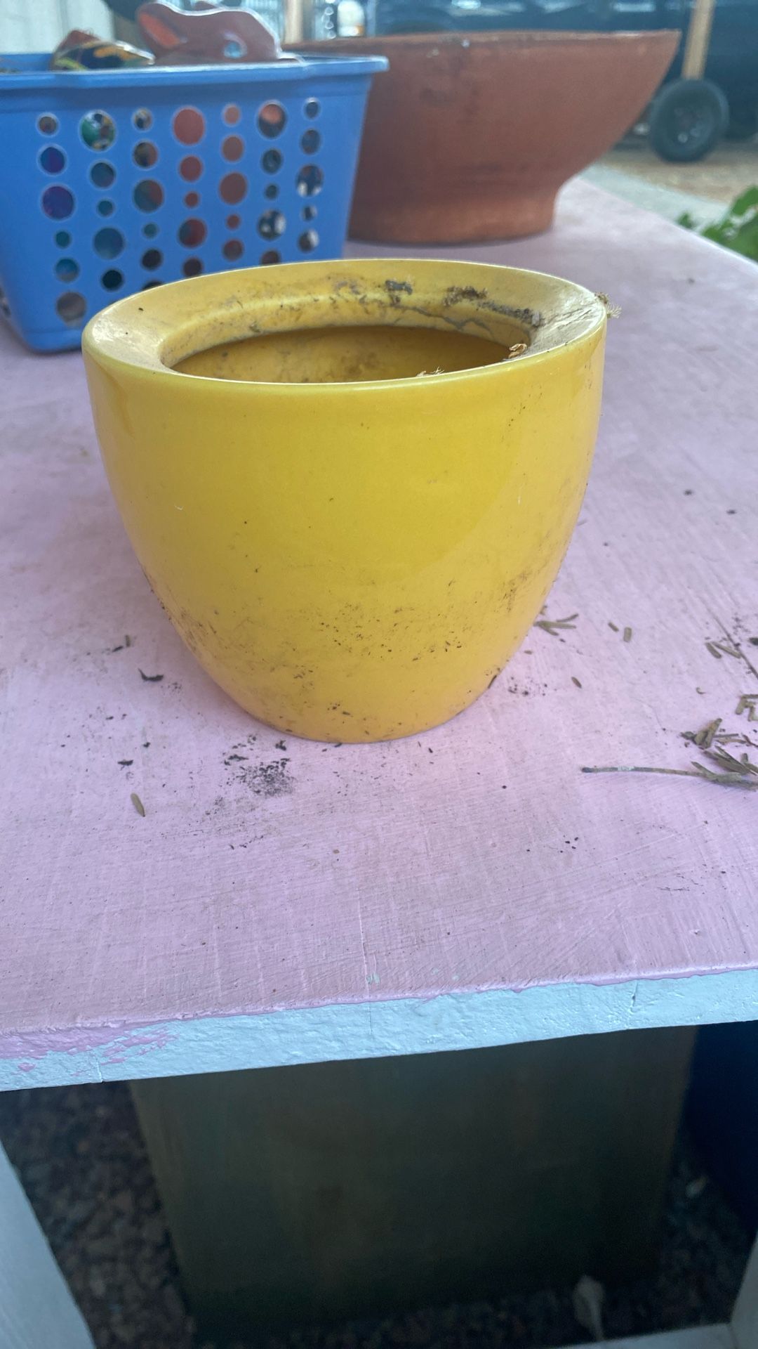 Yellow Ceramic Garden Pot 5$