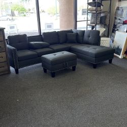 Sectional With Storage Ottoman 