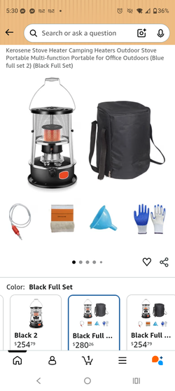 Portable Kerosene Camping Stove Heater Black Full Set