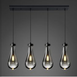 Brand New In The Box- Raindrop Pendant Lights Kitchen Island Teardrop Black Hanging Light Fixtures Clear Solid Glass Pendant Light Modern Chandeliers