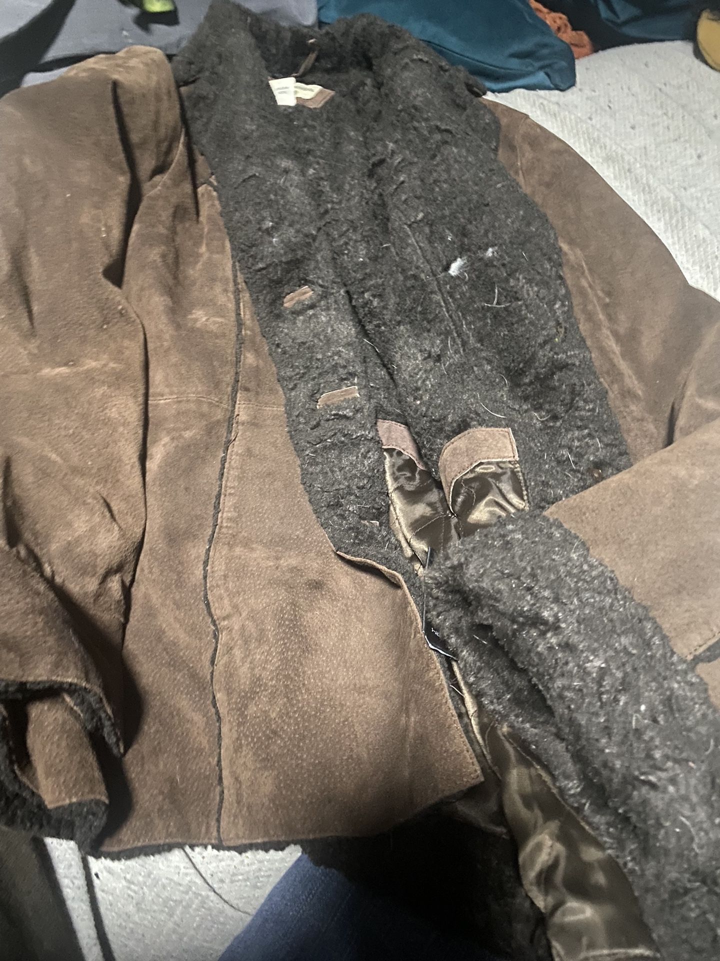 Real Leather Fur Coat Large
