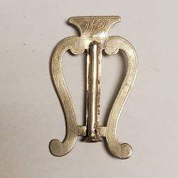 Vintage Unmarked Tested 925 Sterling Silver Lyre Brooch Pin Marked WP